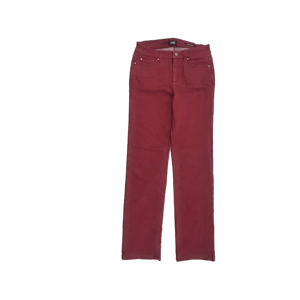 Jones‎ New York Lexington Straight Jeans Womens 6 Burgundy Red Stretch Pants
